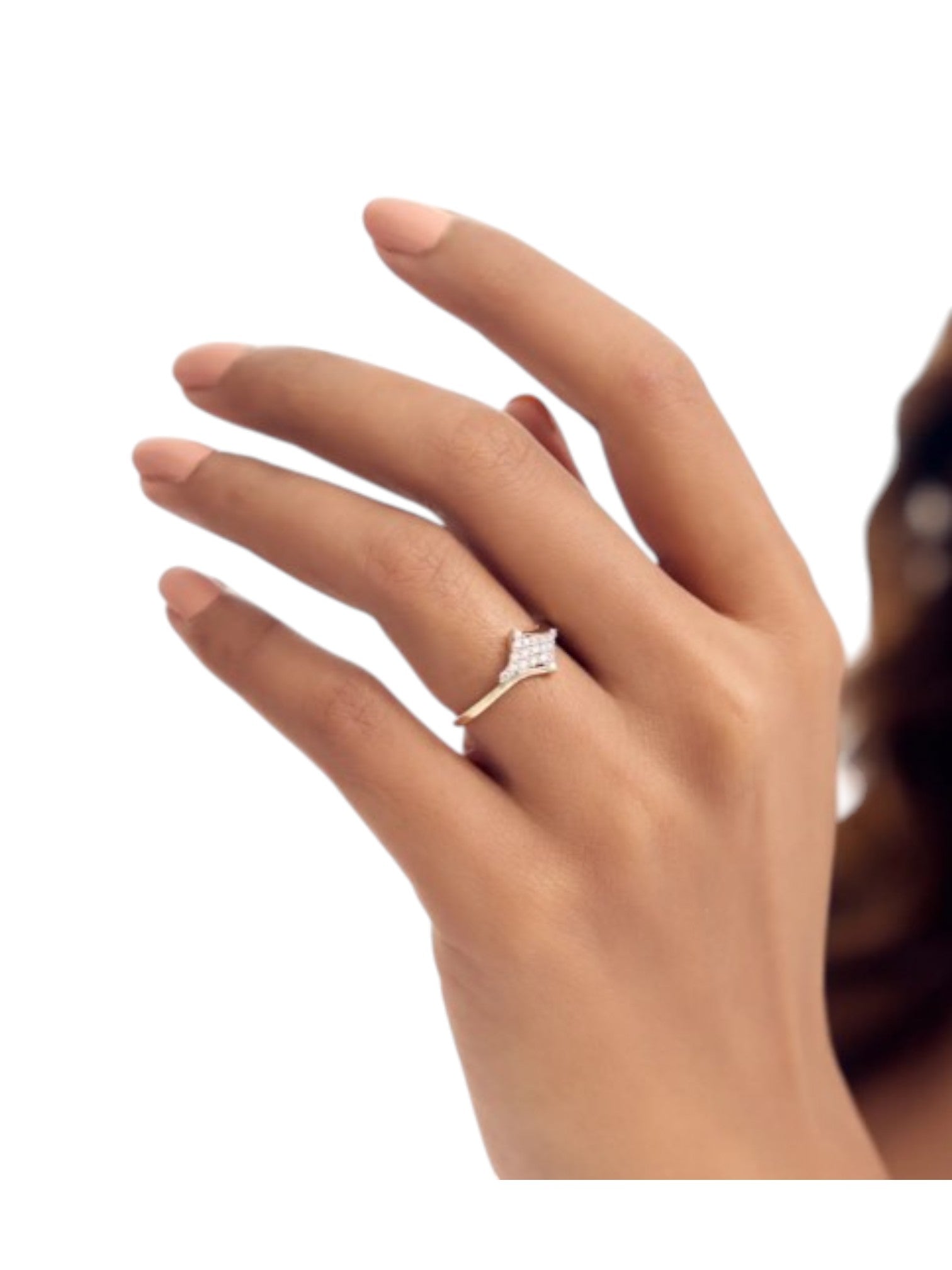 Kite shaped Statement Sterling Silver Gold Plated CZ Stone Light Weight Ring For Women By Kesardeep