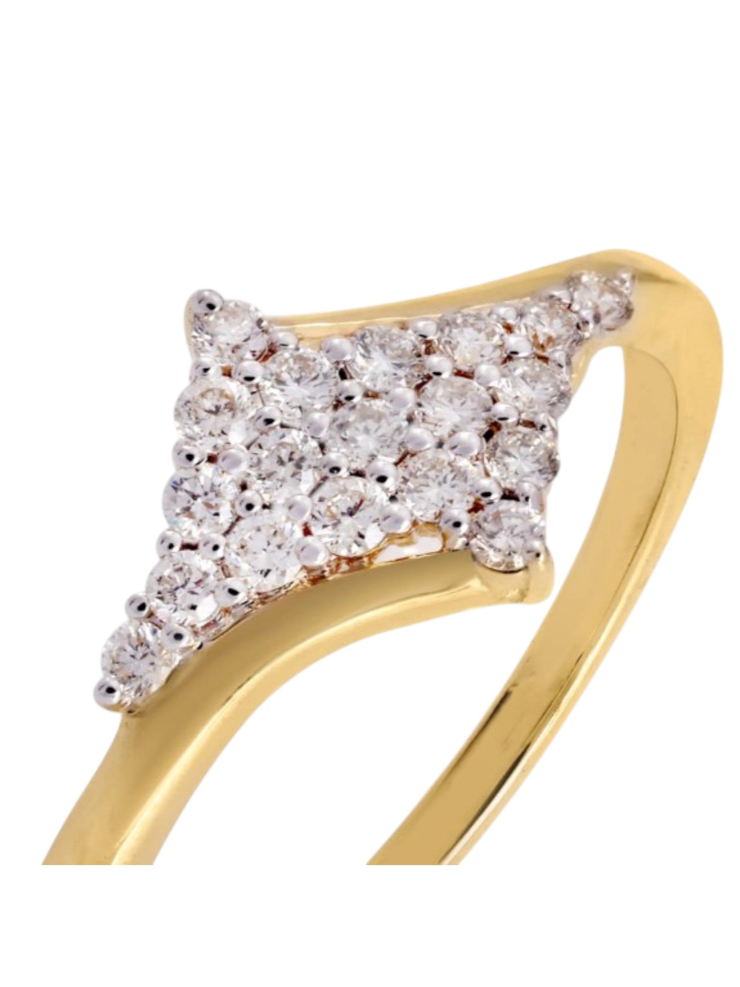 Kite shaped Statement Sterling Silver Gold Plated CZ Stone Light Weight Ring For Women By Kesardeep