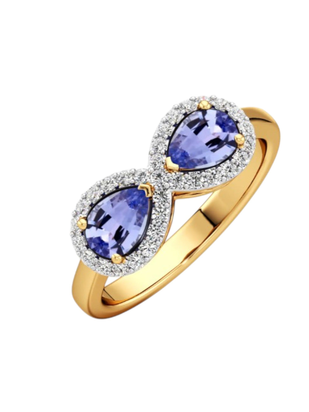 Infinity 925 Sterling Silver Gold Plated CZ Stone Light Weight Ring For Women By Kesardeep