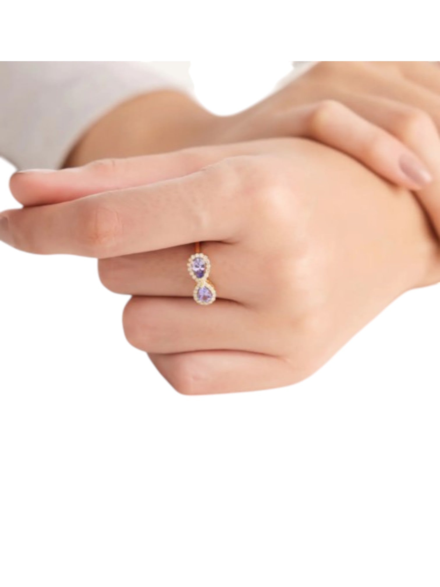 Infinity 925 Sterling Silver Gold Plated CZ Stone Light Weight Ring For Women By Kesardeep