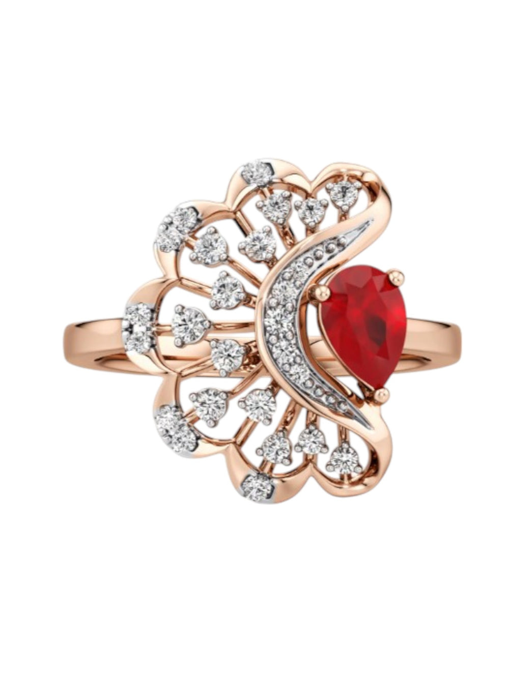 Sterling Silver Rose Gold Plated CZ Stone Light Weight Ring For Women By Kesardeep
