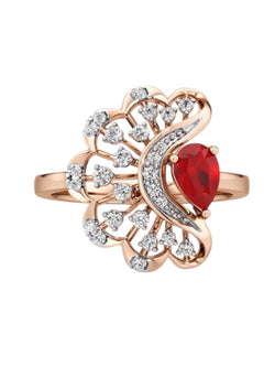 Sterling Silver Rose Gold Plated CZ Stone Light Weight Ring For Women By Kesardeep