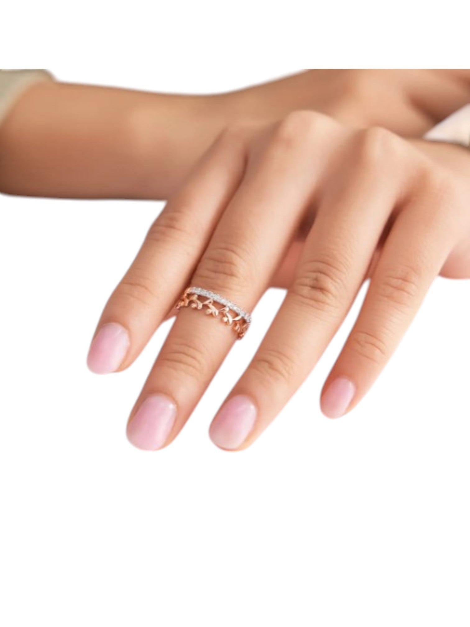 Tiara 925 Sterling Silver Rose Gold Plated CZ Stone Light Weight Ring For Women By Kesardeep