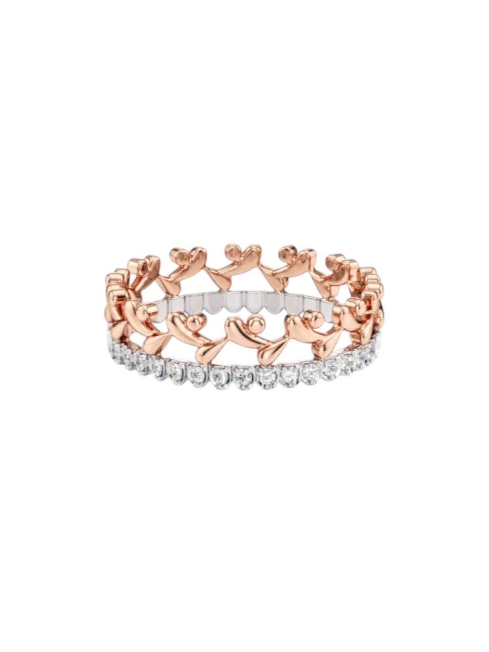 Tiara 925 Sterling Silver Rose Gold Plated CZ Stone Light Weight Ring For Women By Kesardeep