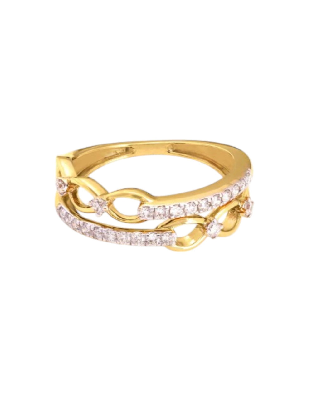 Chained to Elegance 925 Sterling Silver Gold Plated CZ Stone Light Weight Ring For Women By Kesardeep