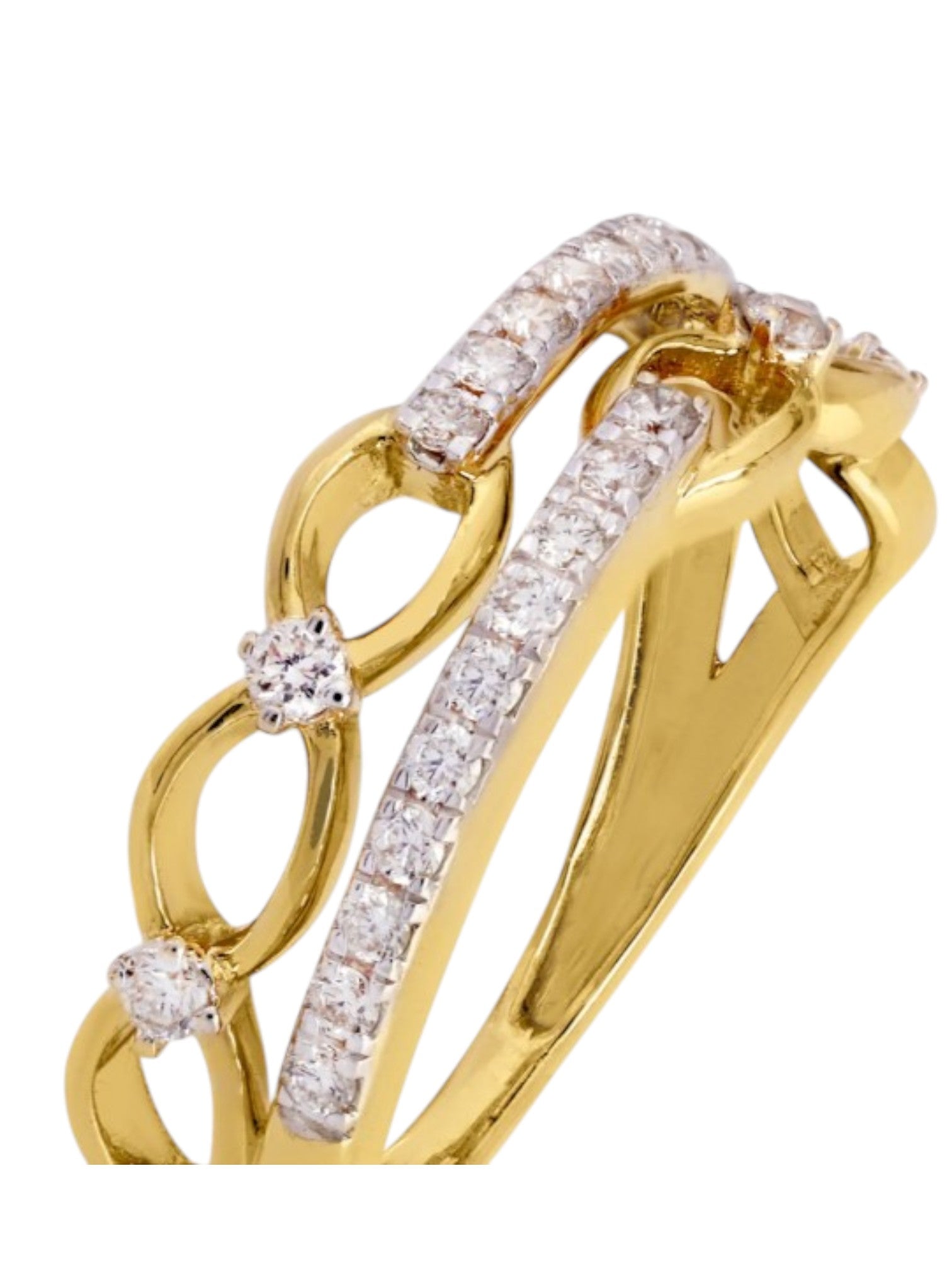 Chained to Elegance 925 Sterling Silver Gold Plated CZ Stone Light Weight Ring For Women By Kesardeep