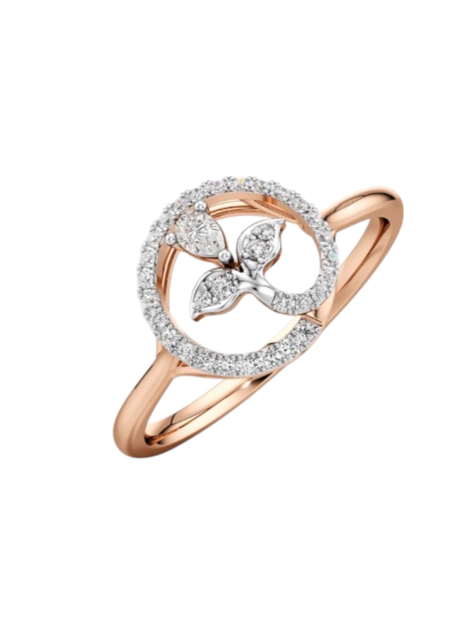 Miss Twist Perfecto Statement Sterling Silver Rose Gold Plated CZ Stone Light Weight Ring For Women By Kesardeep