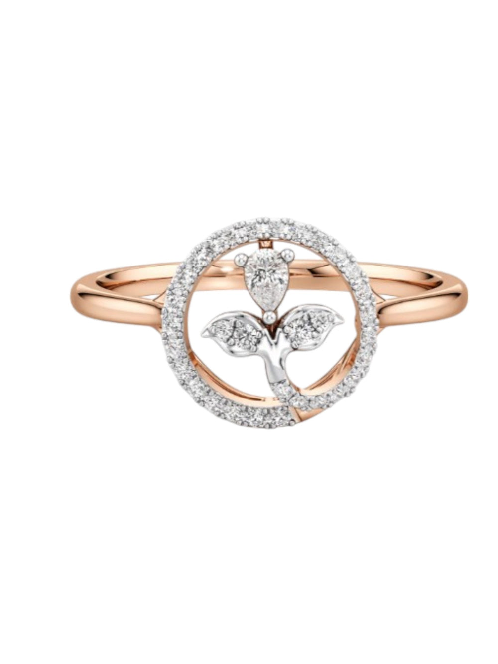 Miss Twist Perfecto Statement Sterling Silver Rose Gold Plated CZ Stone Light Weight Ring For Women By Kesardeep