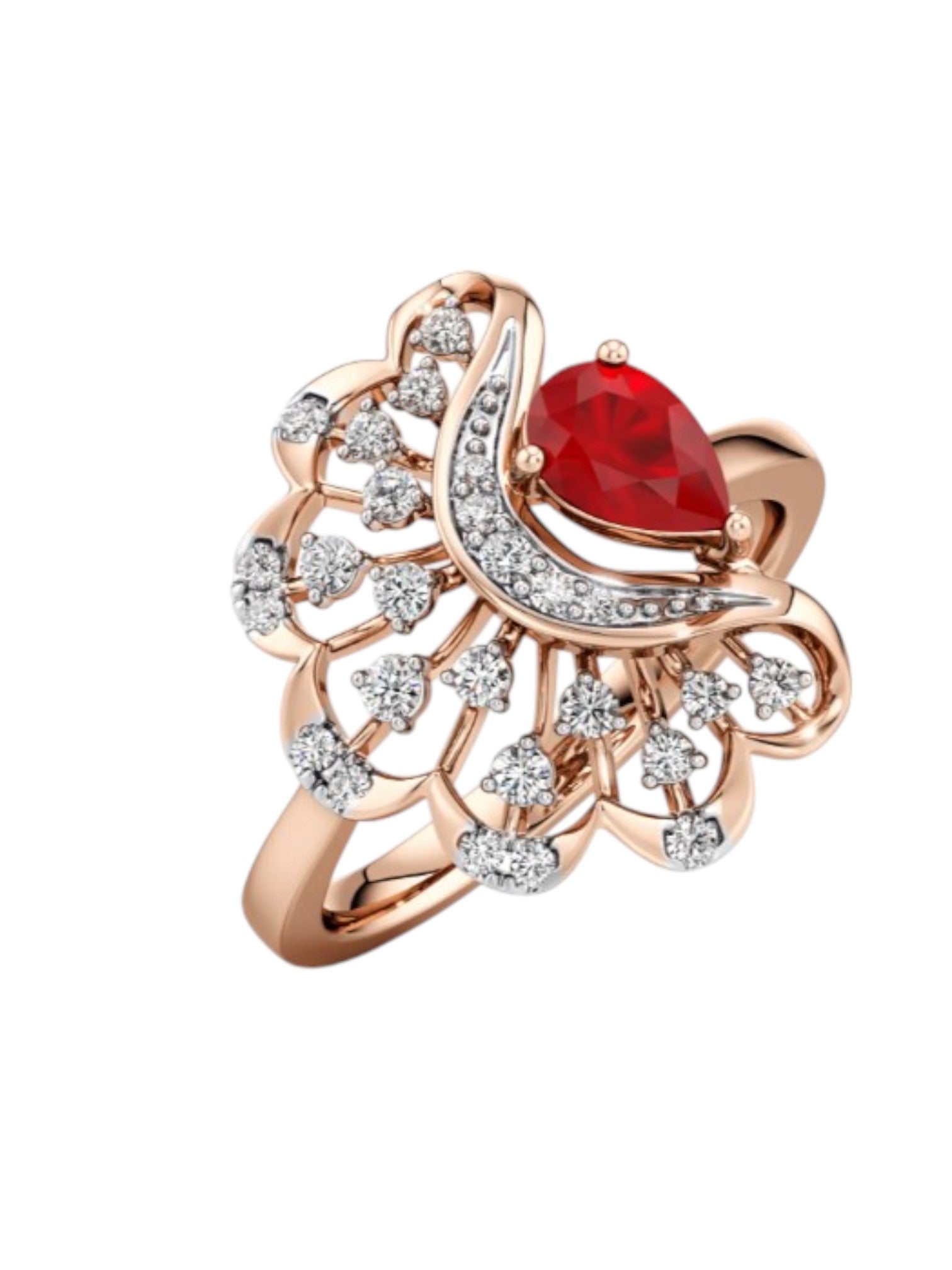 Sterling Silver Rose Gold Plated CZ Stone Light Weight Ring For Women By Kesardeep