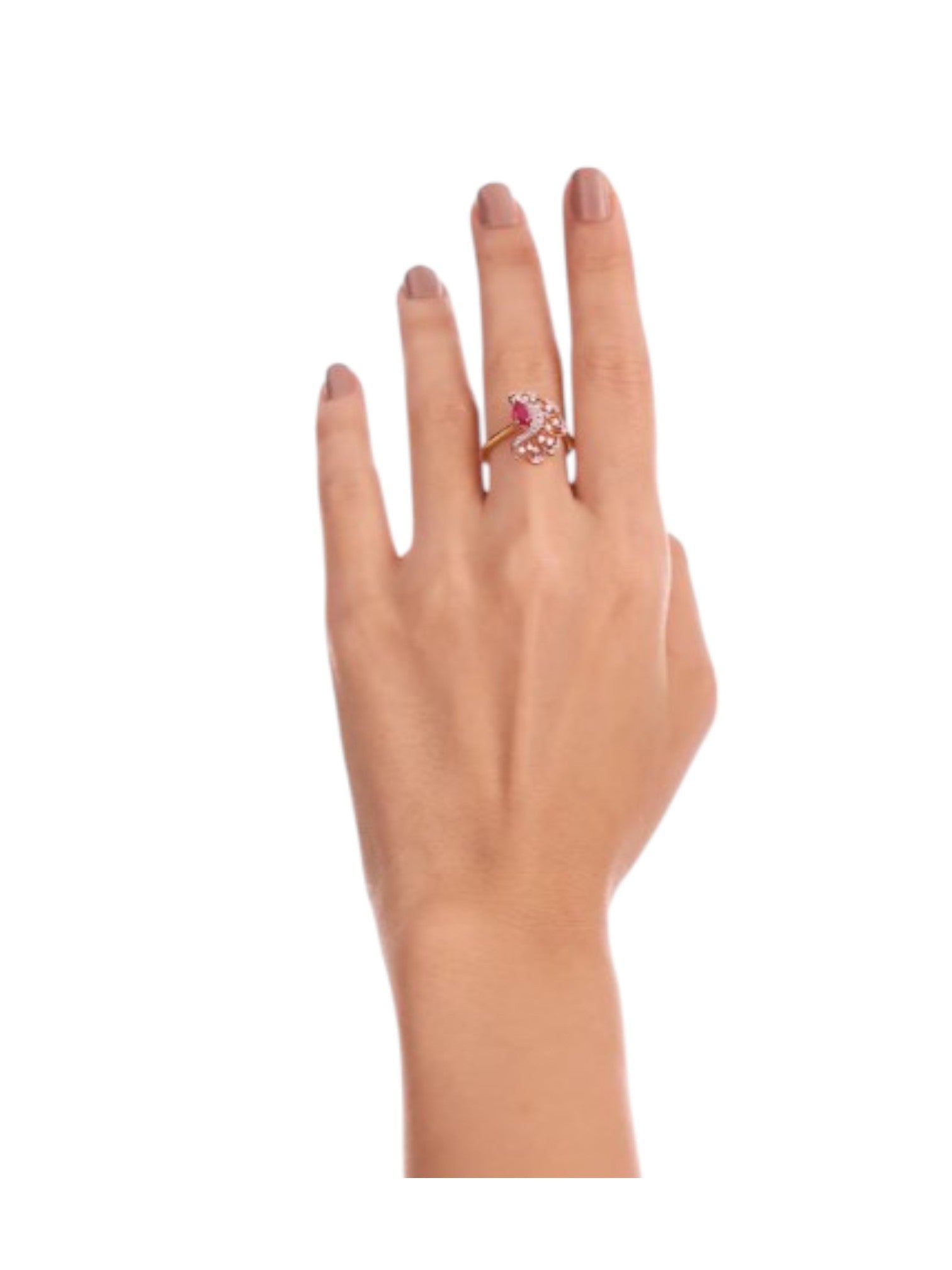 Sterling Silver Rose Gold Plated CZ Stone Light Weight Ring For Women By Kesardeep