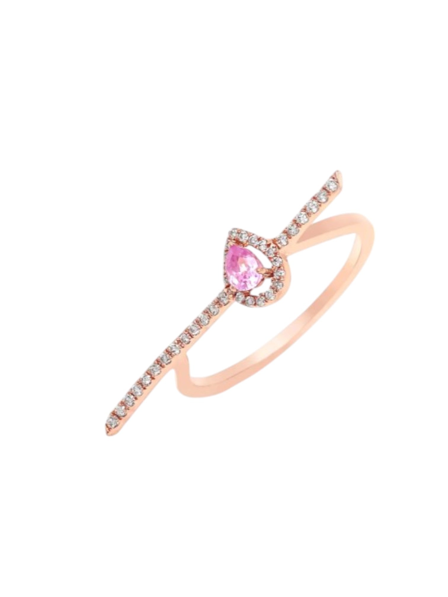 925 Sterling Silver Rose Gold Plated Light Weight CZ Stone Ring For Women By Kesardeep