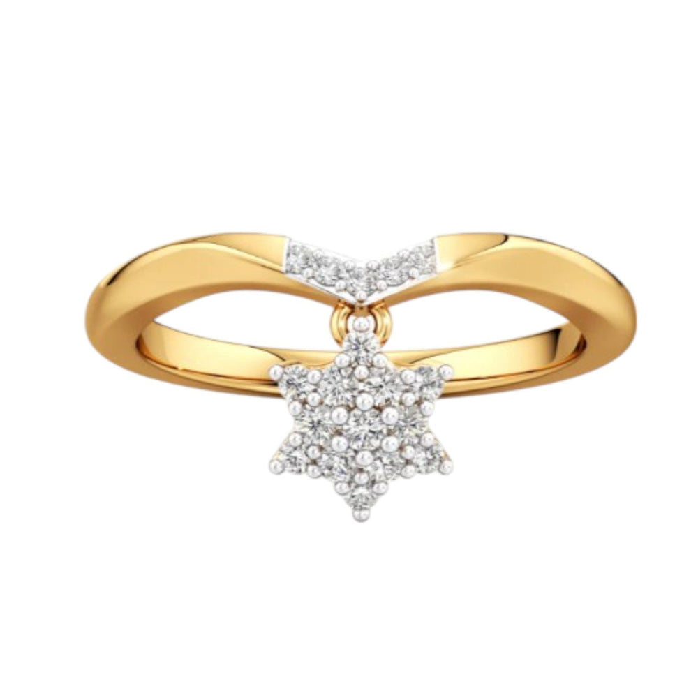 925 Sterling Silver Gold Plated CZ Stone Light Weight Star Ring For Women By Kesardeep