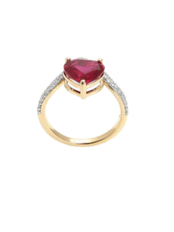 Take My Heart Gold Plated Heart-Shaped CZ Stone Light Weight Sterling Silver Ring For Women By Kesardeep