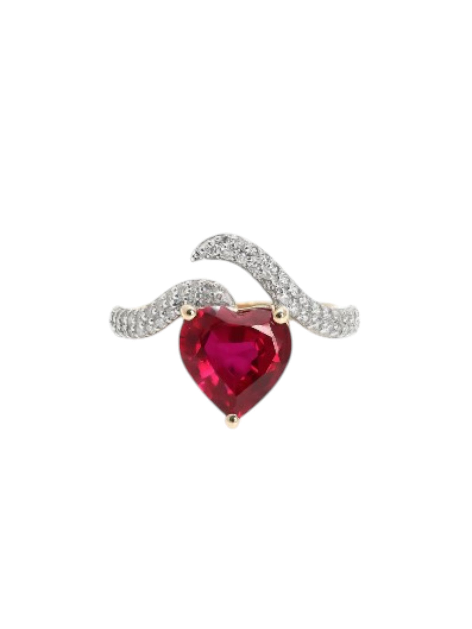 Take My Heart Gold Plated Heart-Shaped CZ Stone Light Weight Sterling Silver Ring For Women By Kesardeep