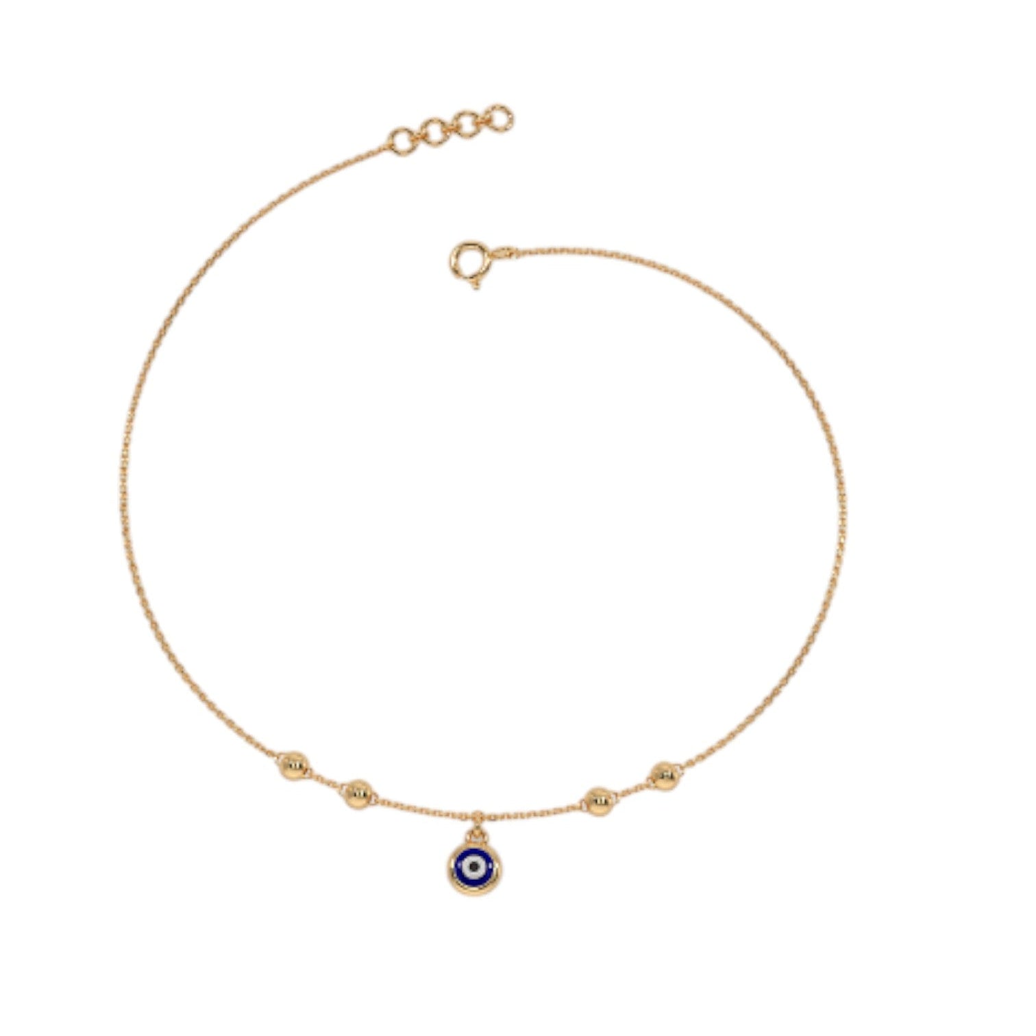 Golden Plated Blue Evil Eye Design 925 Sterling Silver Anklet By Kesardeep Impex For Women