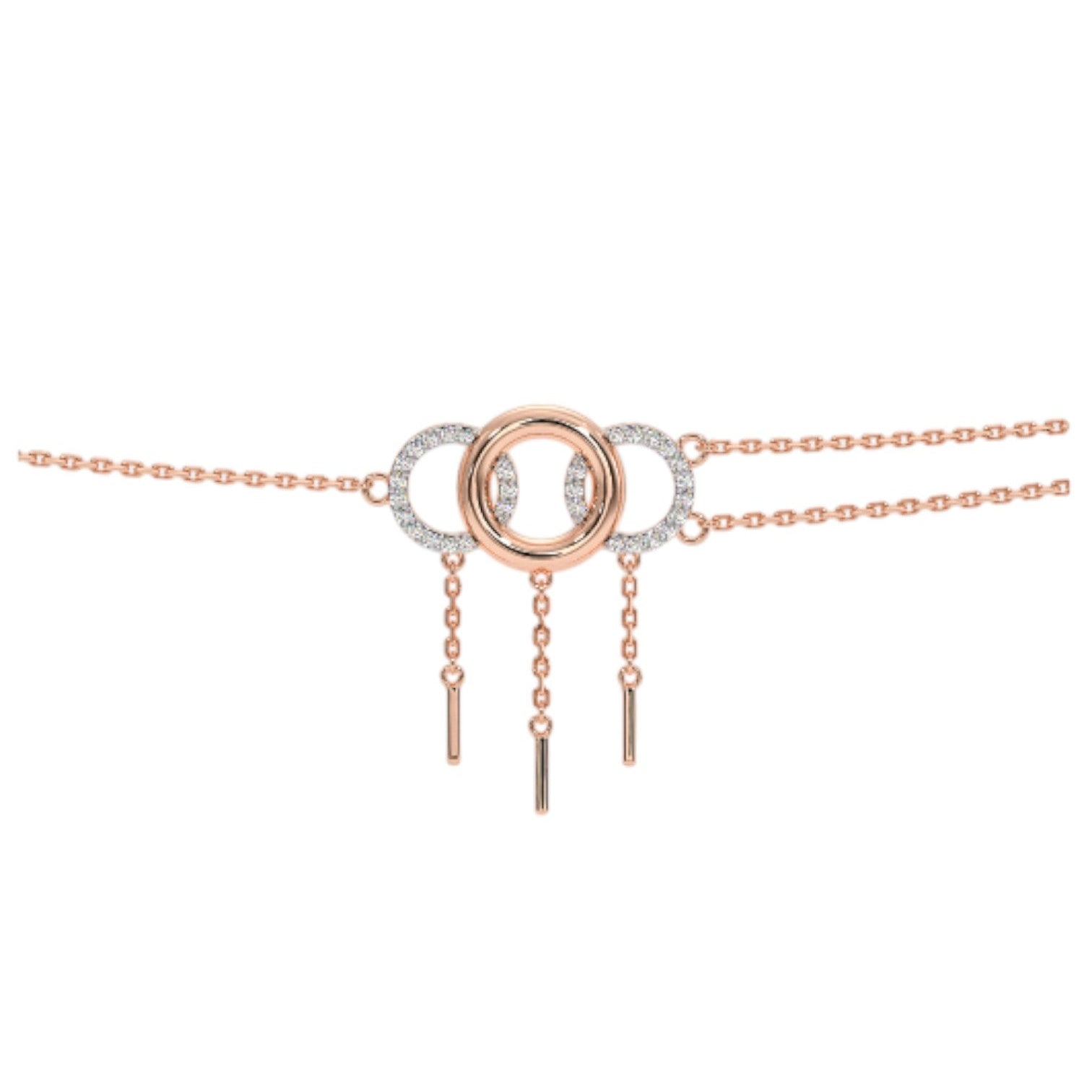 Rose Gold 3 Circle Design 925 Sterling Silver Anklet By Kesardeep Impex For Women