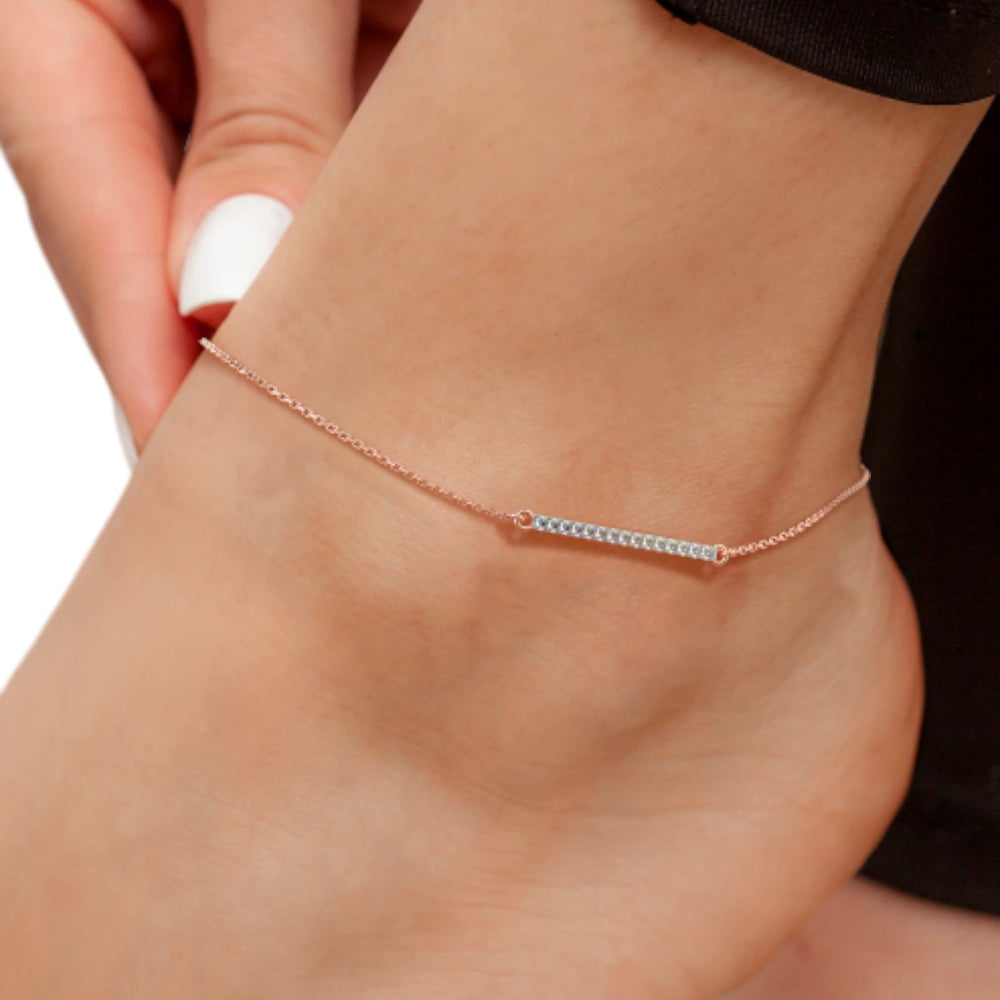 Rose Gold Lovely Charm 925 Sterling Silver Anklet By Kesardeep Impex For Women