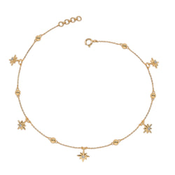 925 Sterling Silver Gold Plated Star and Style Anklet By Kesardeep Impex For Women