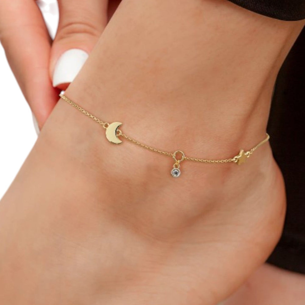Moon Bling Charm 925 Sterling Silver Anklet By Kesardeep Impex For Women