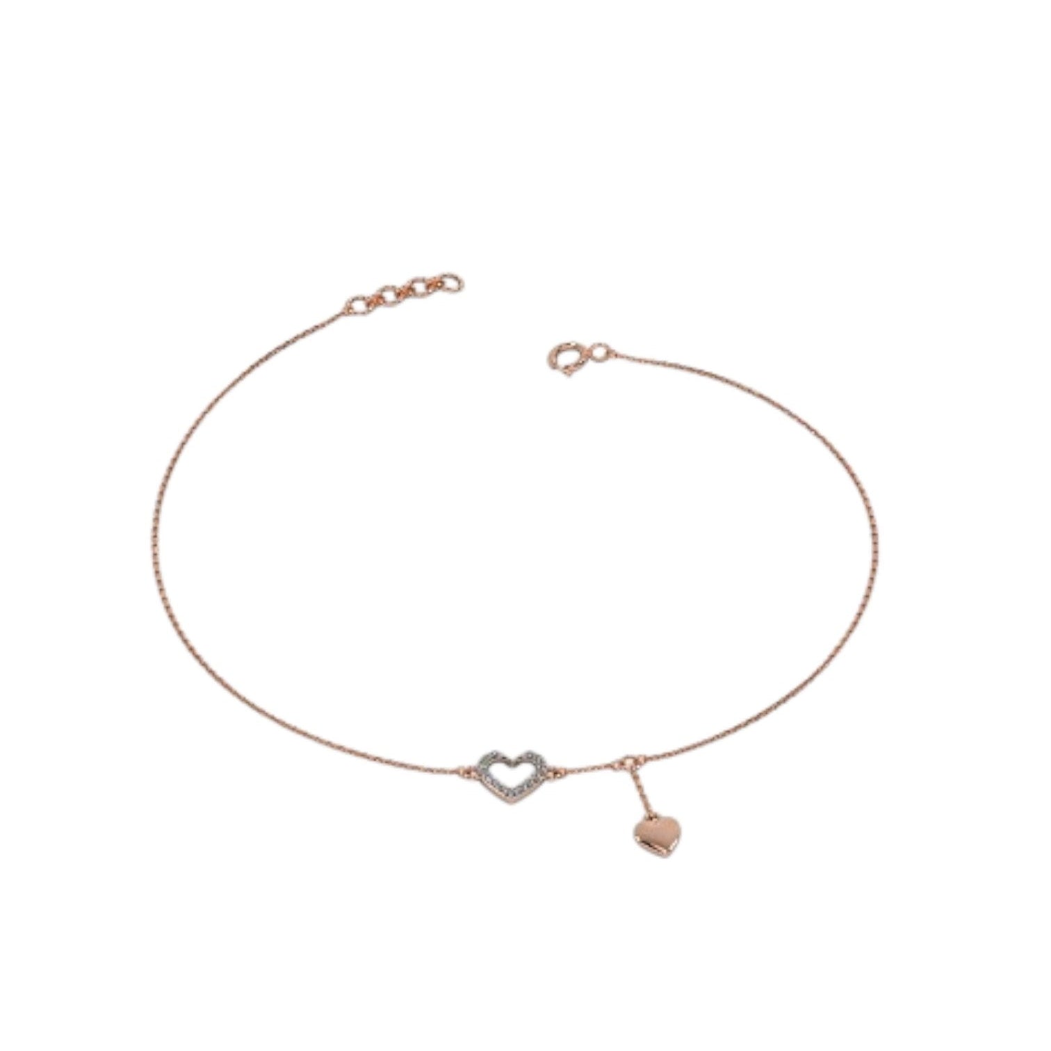 Rose Gold Lovely Heart Charm925 Sterling Silver Anklet By Kesardeep Impex For Women
