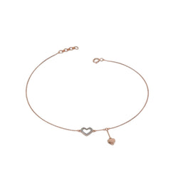Rose Gold Lovely Heart Charm925 Sterling Silver Anklet By Kesardeep Impex For Women
