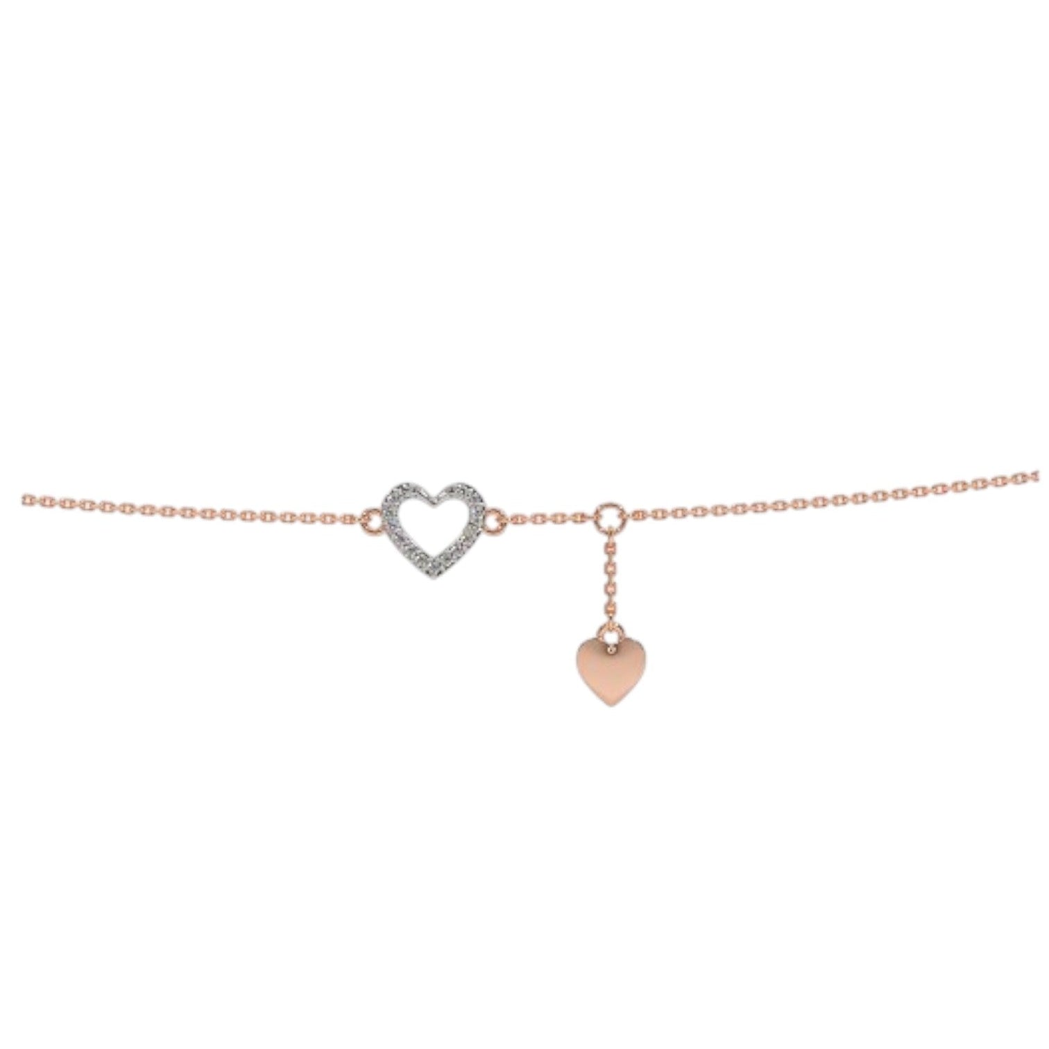 Rose Gold Lovely Heart Charm925 Sterling Silver Anklet By Kesardeep Impex For Women