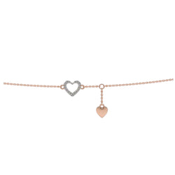 Rose Gold Lovely Heart Charm925 Sterling Silver Anklet By Kesardeep Impex For Women