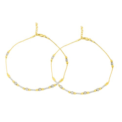 Duo Radiance 925 Sterling Silver Gold & Rhodium Plated Anklet By Kesardeep Impex For Women