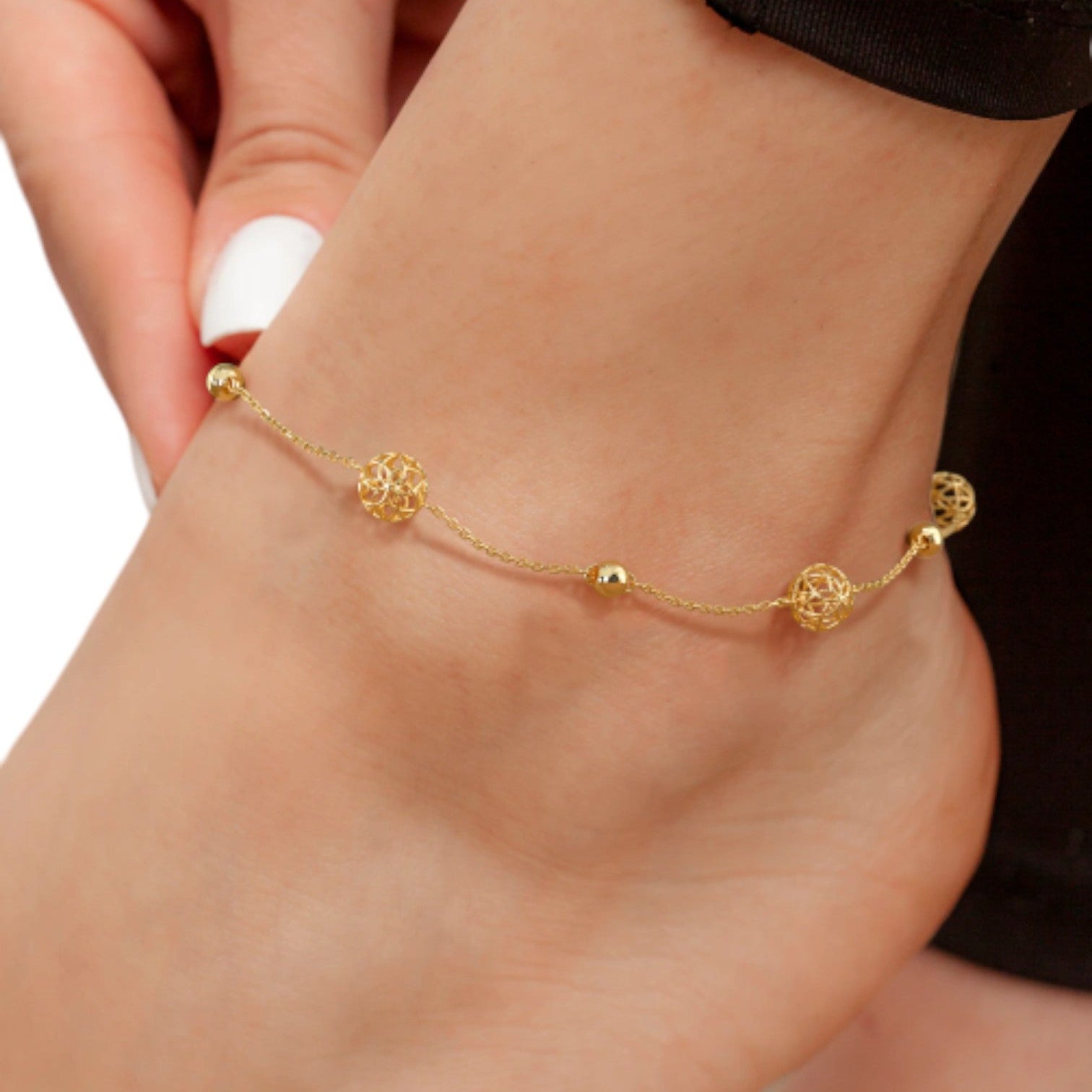 Gold Plated Stone 925 Sterling Silver Anklet By Kesardeep Impex For Women