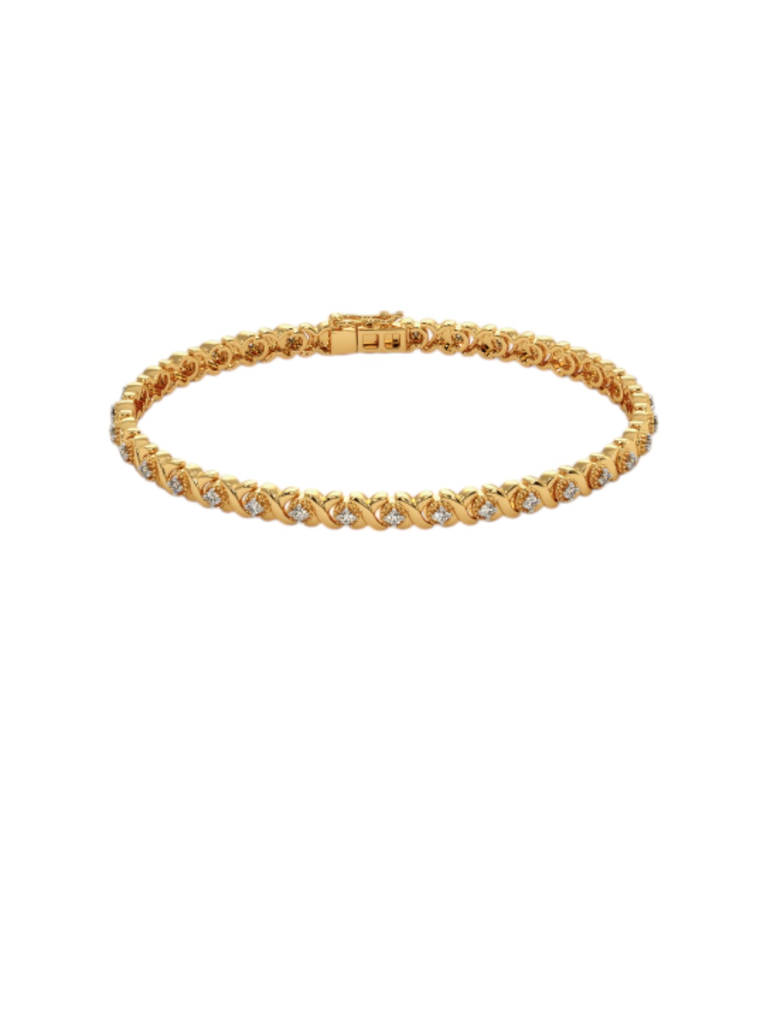 Tennis Bracelet Cross Diamond 925 Sterling Silver Elegant  Gold Plated For Women By Kesardeep