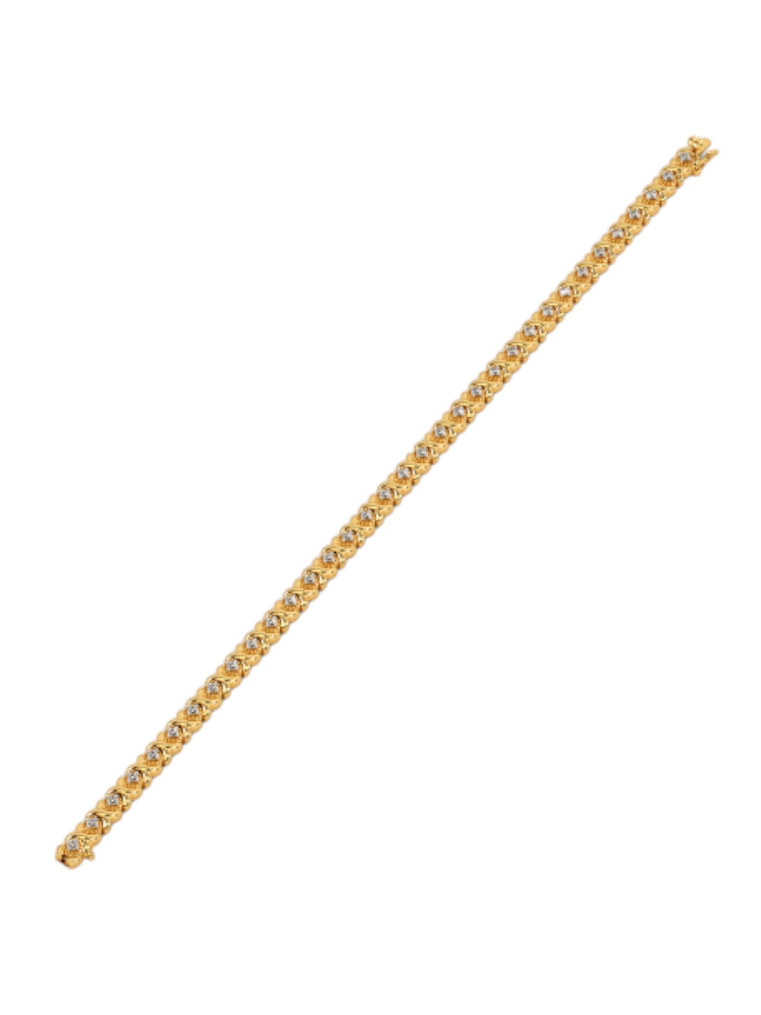 Tennis Bracelet Cross Diamond 925 Sterling Silver Elegant  Gold Plated For Women By Kesardeep