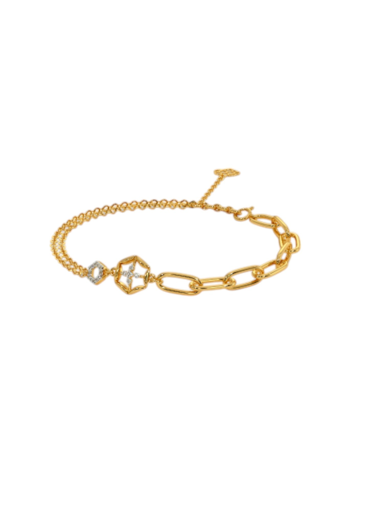 Duo Hexo Bracelet 925 Sterling Silver Elegant Gold Plated For Women By Kesardeep