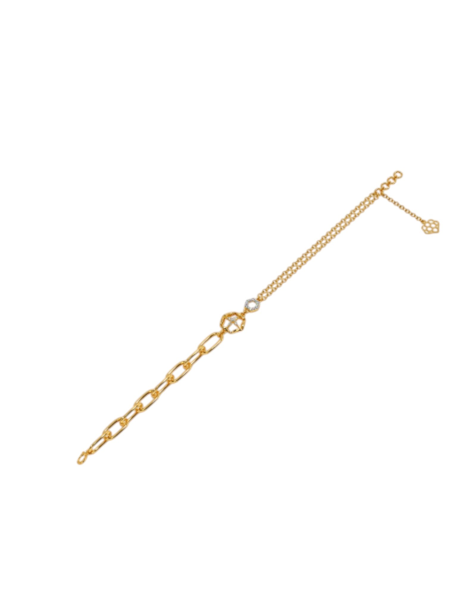 Duo Hexo Bracelet 925 Sterling Silver Elegant Gold Plated For Women By Kesardeep