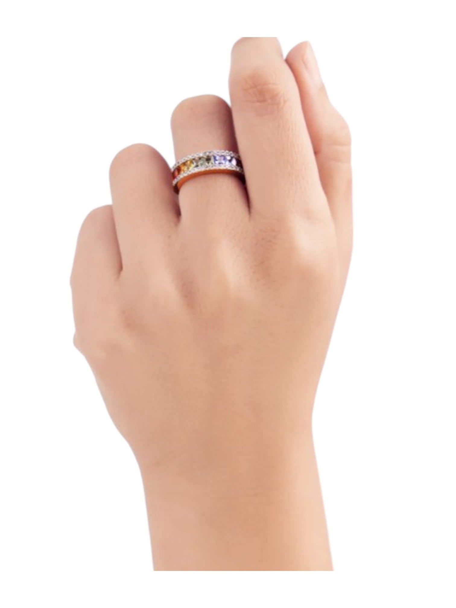 925 Sterling Silver Gold Plated Light Weight CZ Multiples Color Stone Ring For Women By Kesardeep