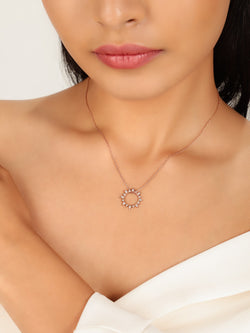 Marquise Flower Multilayer CZ Diamond Necklace 18k Solid Rose Gold Plated Necklace Bridal Necklace Dainty Necklace Victoria Marquise Diamond Flower Pendant sterlyn 925