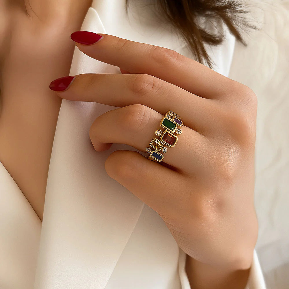 multi color 925 silver ring