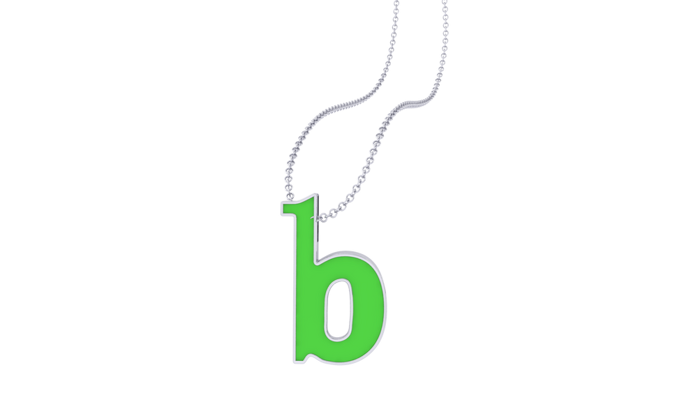 92.5 Sterling Silver Light Weight Silver And Gold Plated Small Alphabet "b" Shaped Pendant For Kids By Kesardeep