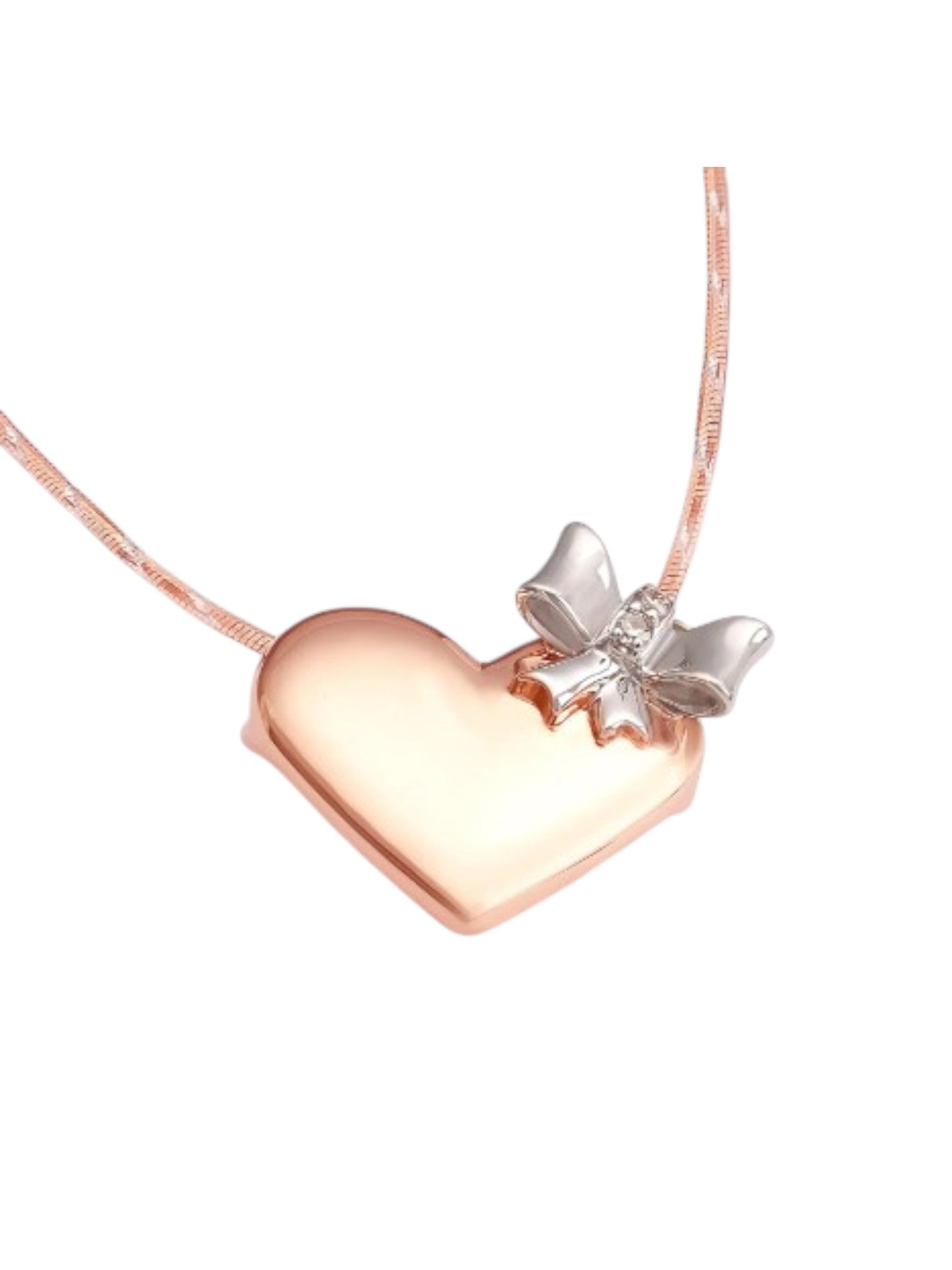 Trendy Love Design 925 Sterling Silver CZ Stone Rose Gold Plated Pendant With Chain For Women By Kesardeep