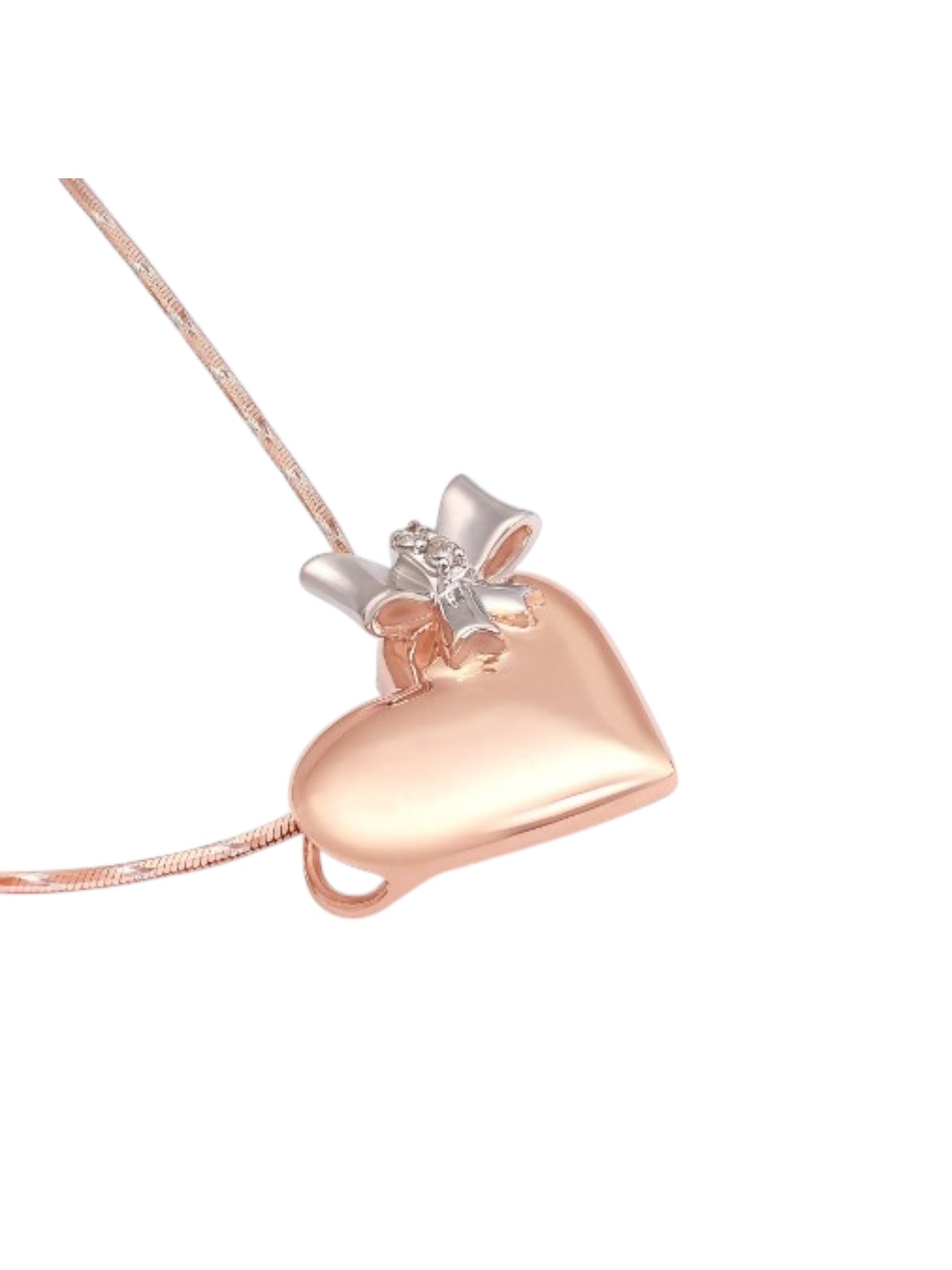 Trendy Love Design 925 Sterling Silver CZ Stone Rose Gold Plated Pendant With Chain For Women By Kesardeep
