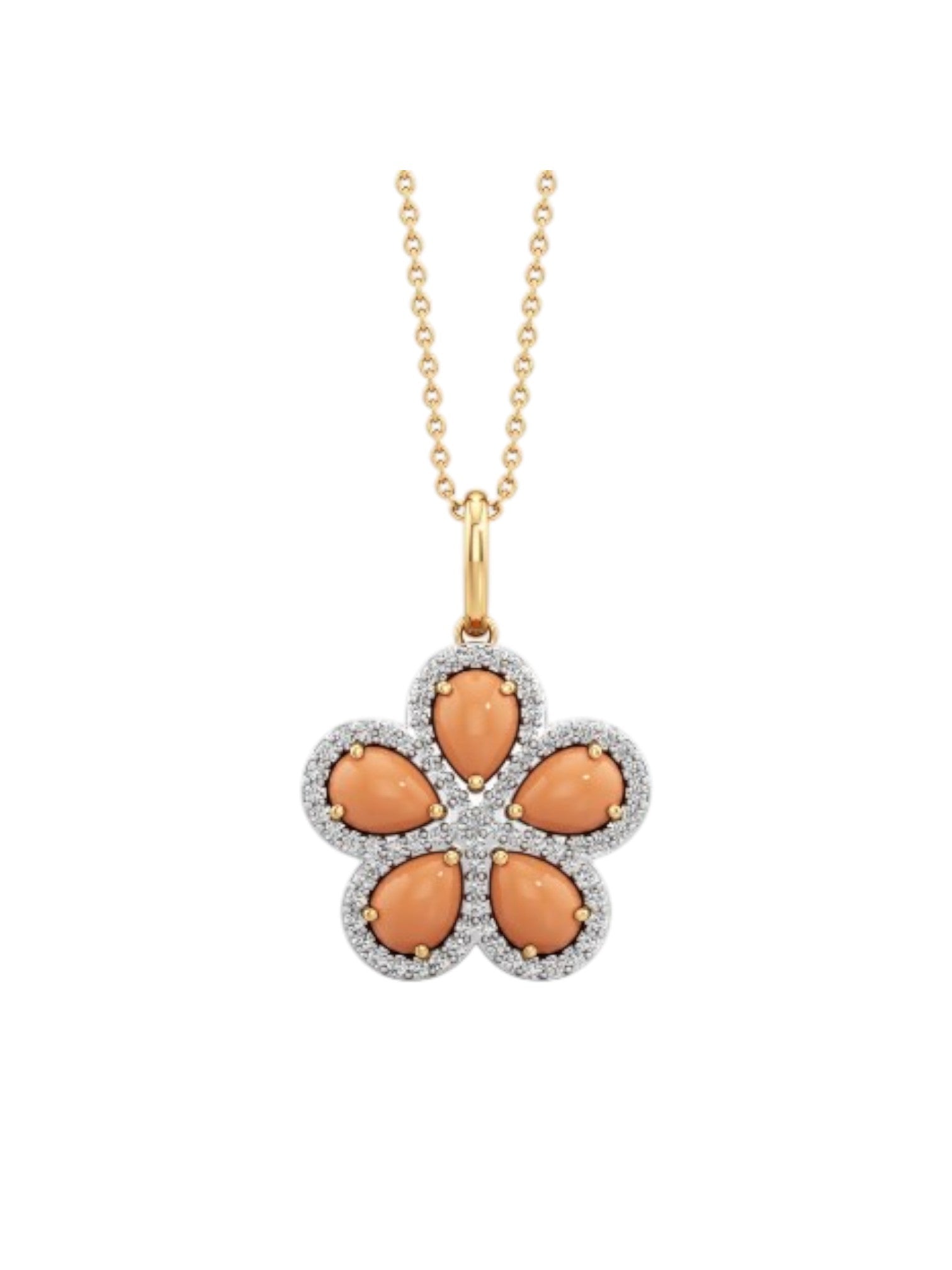 Trendy Flower Design 925 Sterling Silver CZ Stones Gold Plated Pendant With Chain For Women By Kesardeep
