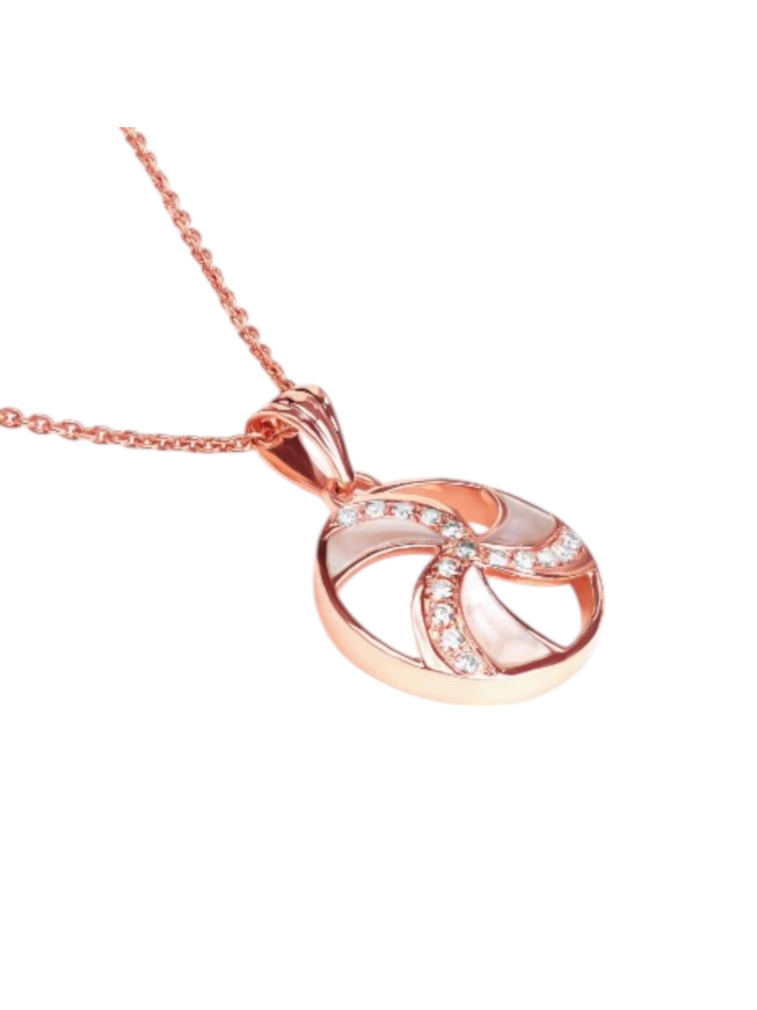 Trendy Design 925 Sterling Silver CZ Stones Rose Gold Plated Pendant With Chain For Women By Kesardeep