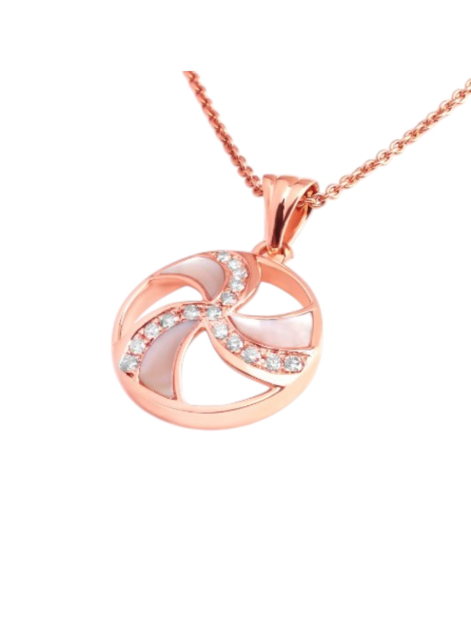 Trendy Design 925 Sterling Silver CZ Stones Rose Gold Plated Pendant With Chain For Women By Kesardeep