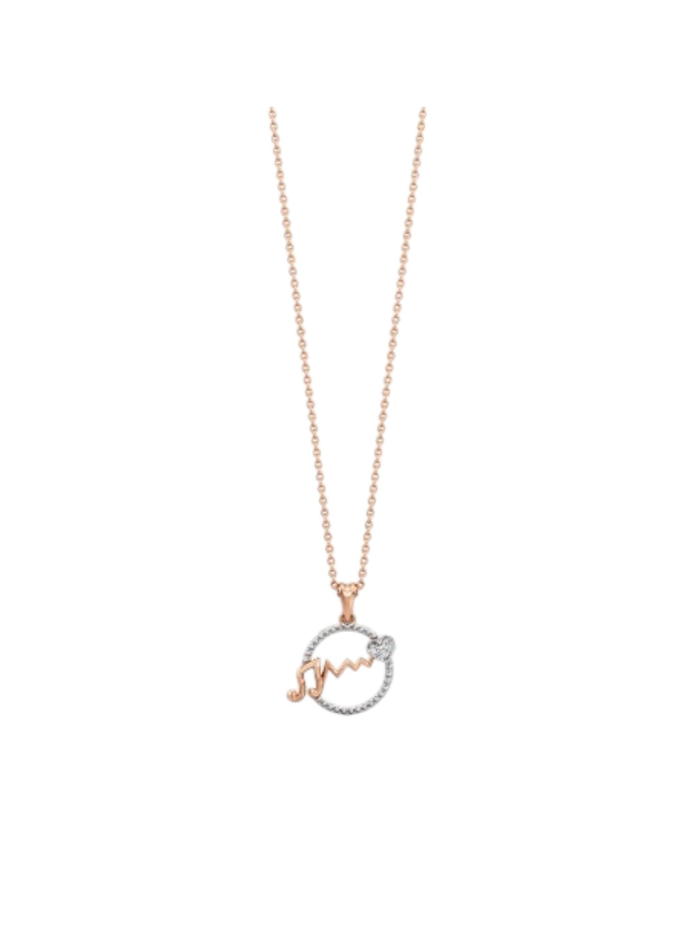 Trendy Symphony Design 925 Sterling Silver CZ Stones Rose Gold Plated Pendant With Chain For Women By Kesardeep