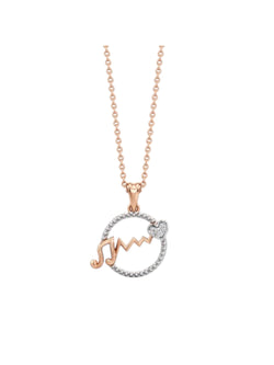 Trendy Symphony Design 925 Sterling Silver CZ Stones Rose Gold Plated Pendant With Chain For Women By Kesardeep