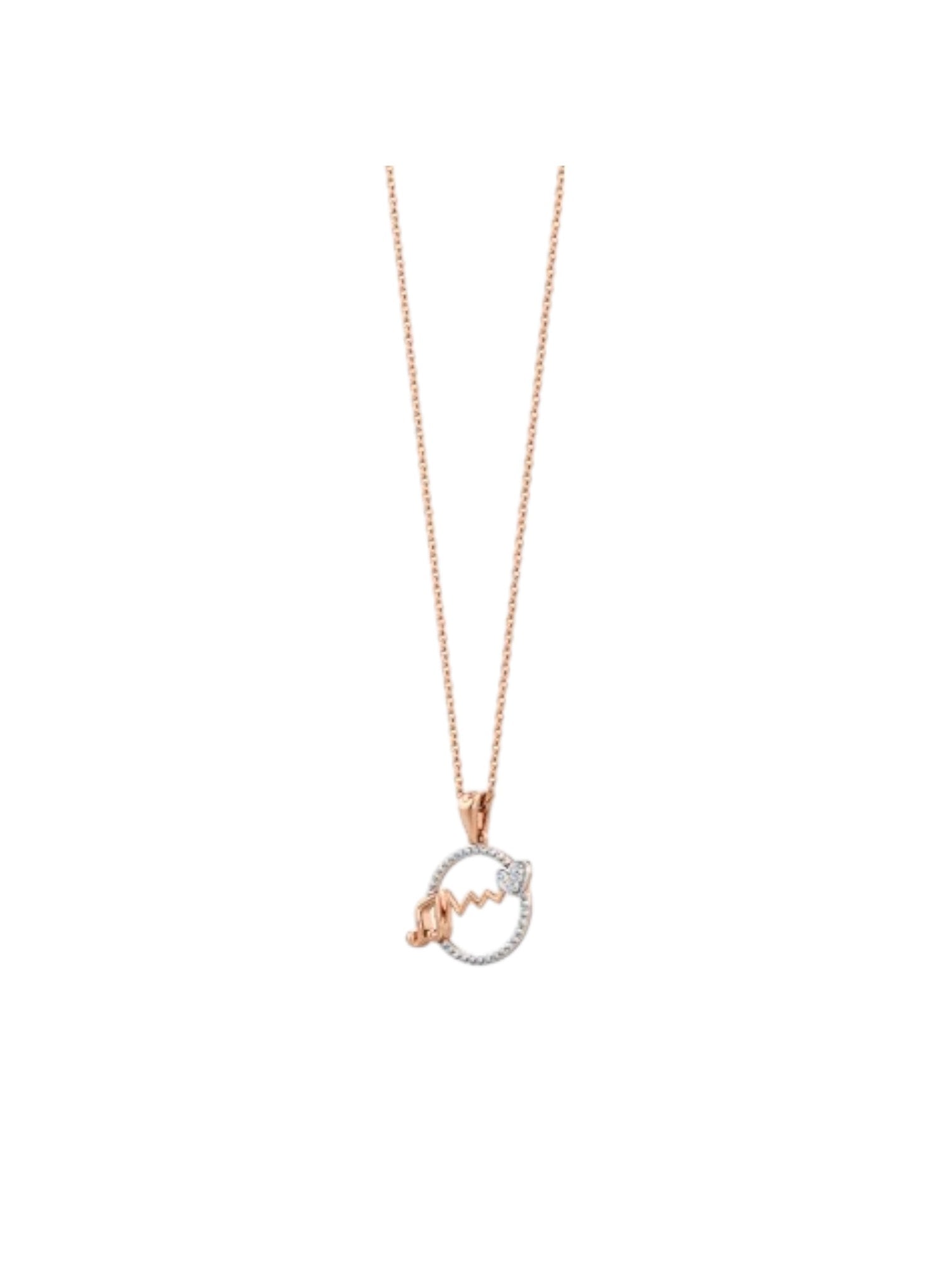 Trendy Symphony Design 925 Sterling Silver CZ Stones Rose Gold Plated Pendant With Chain For Women By Kesardeep