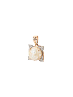 Trendy Pearl 925 Sterling Silver CZ Stone Gold Plated Pendant With Chain For Women By Kesardeep