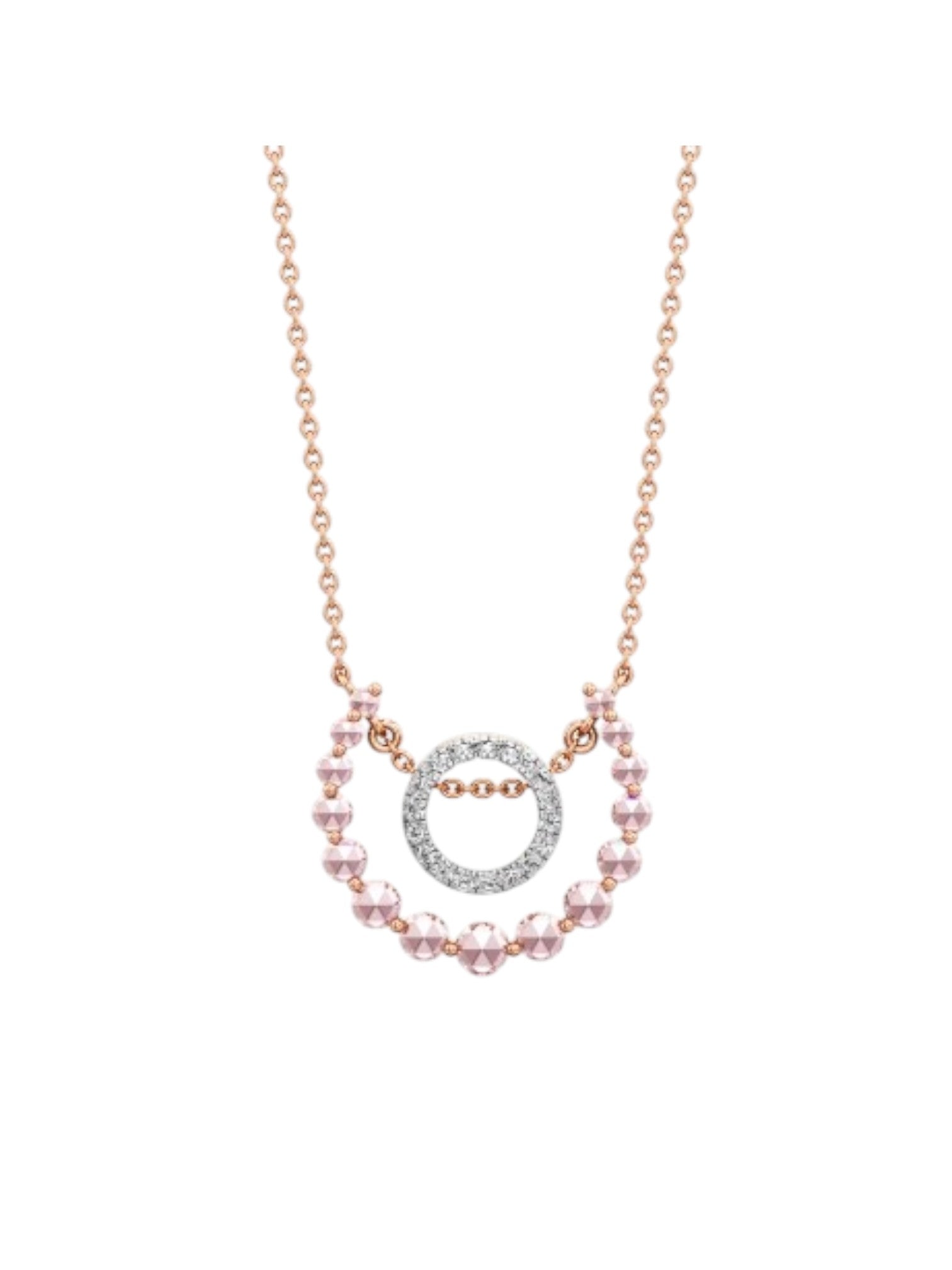 925 Sterling Silver Minimal Design CZ Stone Rose Gold Plated Pendant With Chain For Women By Kesardeep