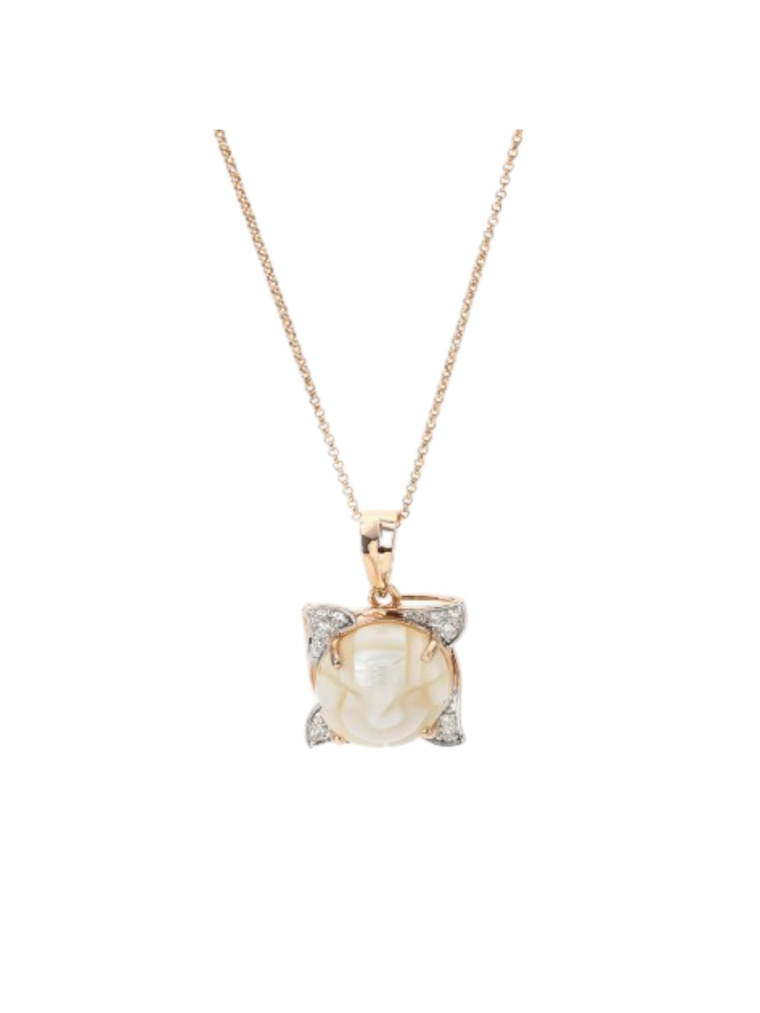 Trendy Pearl 925 Sterling Silver CZ Stone Gold Plated Pendant With Chain For Women By Kesardeep