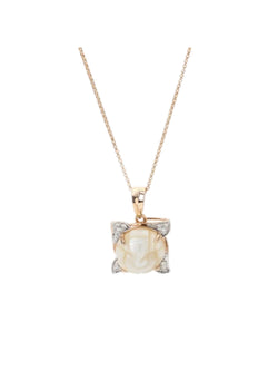 Trendy Pearl 925 Sterling Silver CZ Stone Gold Plated Pendant With Chain For Women By Kesardeep