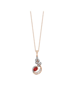 925 Sterling Silver Elegant Flower Drop Design CZ Stone Gold Plated Pendant With Chain For Women By Kesardeep